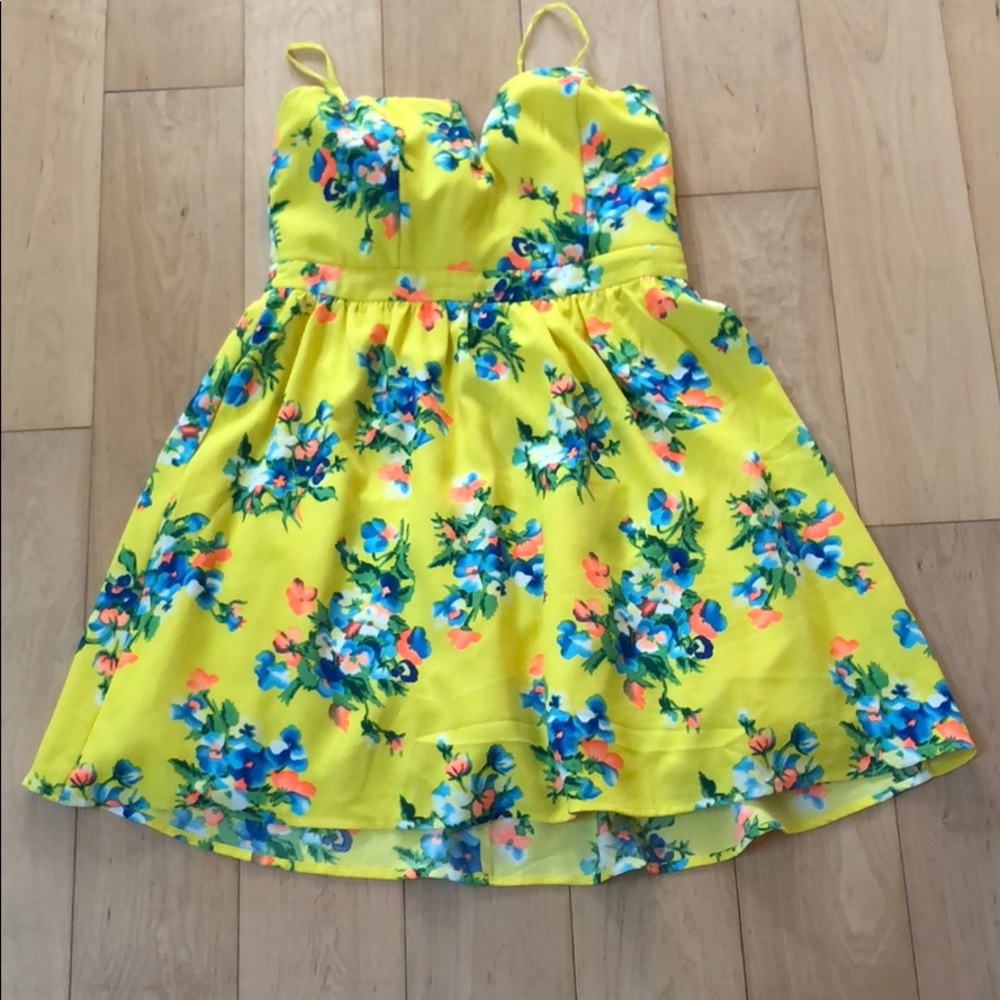 Yellow Strapless Skater Dress